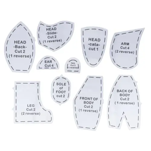 Produktbild: PenRux Memory Bear Schablonen-Lineal-Set, 10-teilig, Memory Bear Schnittmuster, Schablone, Schneidelineal, Acryl, Quilt-Schablone, Schneideset für Näharbeiten, Anfänger (L 15 Zoll)