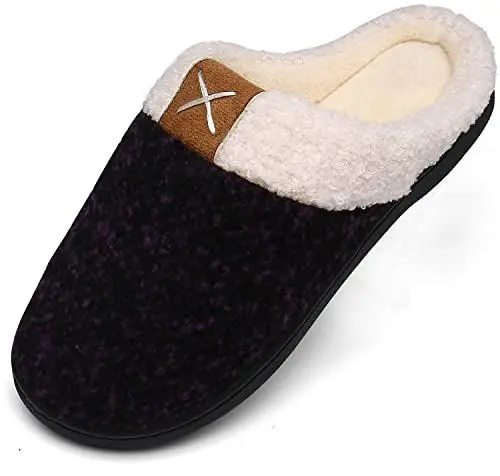 Produktbild: Memory Foam Hausschuhe Damen Winter Plüsch Pantoffeln Frauen Wärme Weiche Home rutschfeste Slippers mit Fell Violett Gr.36/37 EU (260mm)