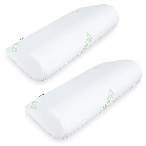 Produktbild: Memory Foam Kopfkissen 2er Set, Ergonomisches Nackenstützkissen Seitenschläferkissen für Rücken & Bauchschläfer, Tropfenförmiges Nackenrollenkissen, Orthopädisches Nackenkissen mit Bambus Bezug