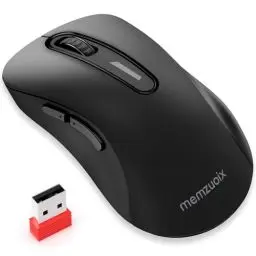 Produktbild: memzuoix Wireless Maus 2.4GHz, Tragbare Optische Maus 1400 DPI mit Mini-USB-Empfänger, 5 Tasten und Batteriebetrieb für Laptop, Desktop, MacBook - Matt Schwarz