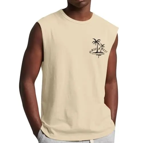 Produktbild: Men Plain T Shirts Large Mens T Shirts T-Shir Longline Tshirt Men Wife Beaten Men Black Underwear Women Mens Y Back Tank Top Wyr Men Top Zip Up Tank Top Men Mens Workout Beige L