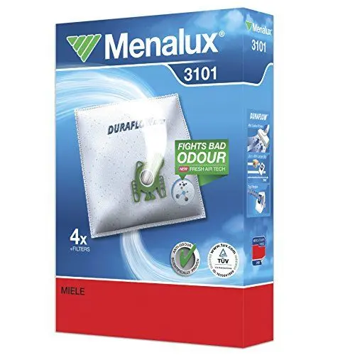 Produktbild: Menalux 3101, 4 Staubsaugerbeutel Synthetik Duraflow, für Miele Complete C2, complete C3, Typ GN, S2, S5, S8, S8310, S8340, Hoover ATC18