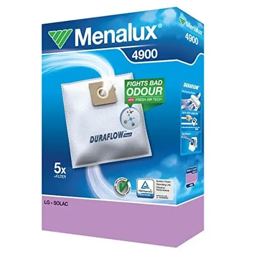 Produktbild: Menalux 4900, 5 Staubsaugerbeutel Synthetik Duraflow, u.a. für Rowenta RO 21…, RO 23…, Weiß