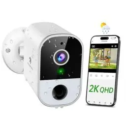 Produktbild: Menborn Überwachungskamera Aussen Akku, 2K/4MP Aktualisierte Kabellose Kamera Outdoor, 2.4 GHz Außenkamera mit 2-Wege Audio, IR Nachtsicht, PIR Bewegungserkennung, kompatibel mit Alexa, IP65