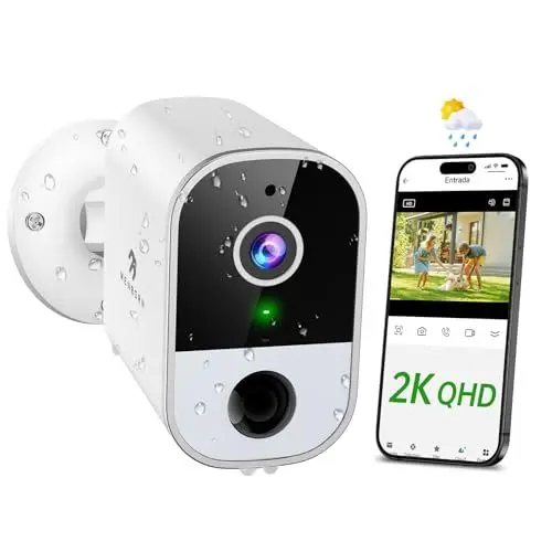 Produktbild: Menborn Überwachungskamera Aussen Akku, 2K/4MP Aktualisierte Kabellose Kamera Outdoor, 2.4 GHz Außenkamera mit 2-Wege Audio, IR Nachtsicht, PIR Bewegungserkennung, kompatibel mit Alexa, IP65