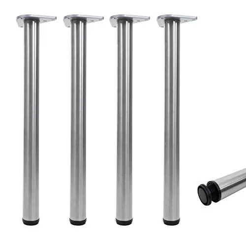 Produktbild: Mendler 4er-Set Tischbein HWC-H36, für Schreibtisch Esstischfuß Tischgestell, 73cm Edelstahl-Optik