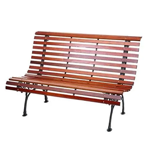 Produktbild: Mendler Gartenbank HWC-F97AM, Sitzbank Parkbank Holzbank, 2-Sitzer Gusseisen Holz 122cm 22kg - braun