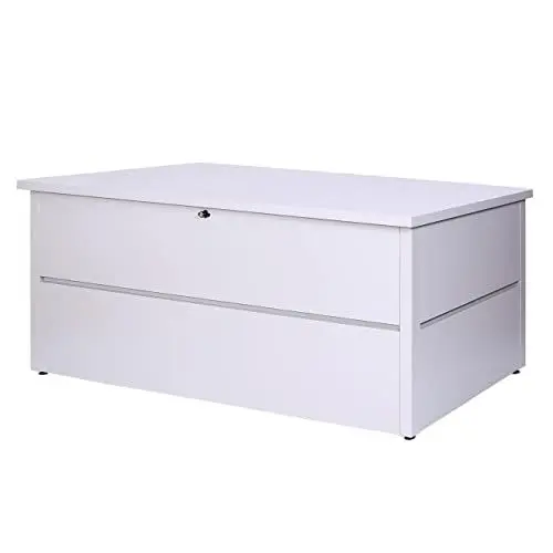 Produktbild: Gartentruhe HWC-J56, Aufbewahrungsbox Auflagenbox Truhe, Wasserdicht Metall Edelstahl 69x165x85cm 692l - hellgrau
