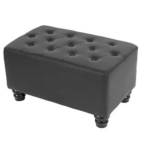 Produktbild: Mendler Luxus Ottomane Sitzhocker Chesterfield 41x75x46cm Kunstleder - runde Füße, schwarz