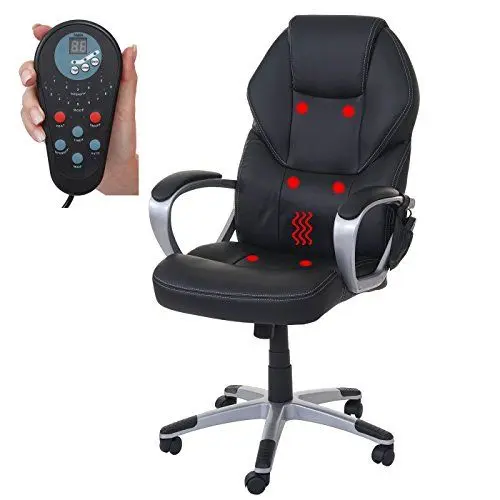 Produktbild: Mendler Massage-Bürostuhl HWC-A69, Drehstuhl Chefsessel, Heizfunktion Massagefunktion Kunstleder - schwarz