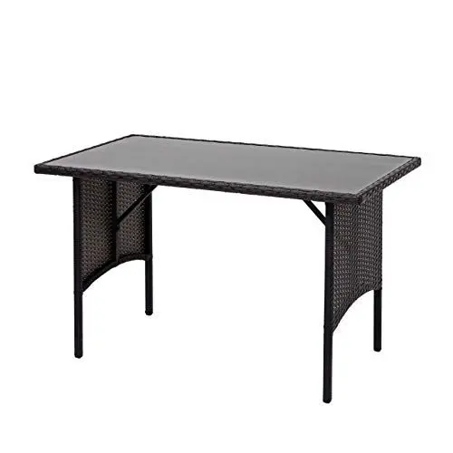 Produktbild: Mendler Poly-Rattan Esstisch HWC-G16AM, Esszimmertisch Gartentisch Tisch, Gastronomie 112x60cm - schwarz