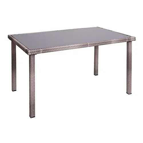 Produktbild: Mendler Poly-Rattan Tisch HWC-G19, Gartentisch Balkontisch, 120x75cm - grau-braun