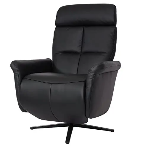 Produktbild: Mendler Relaxsessel HWC-L10, Design Fernsehsessel TV-Sessel Liegesessel, Liegefunktion drehbar, Voll-Leder - schwarz