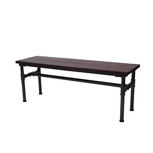 Produktbild: Mendler Sitzbank HWC-H10b, Esszimmerbank Bank Hocker, Ulme Holz Industriedesign, 120x35cm MVG-Zertifiziert, schwarz-braun