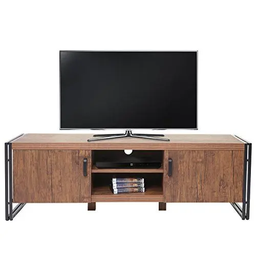 Produktbild: Mendler TV-Rack HWC-A27, Fernsehtisch Lowboard Kommode, 3D-Struktur Metall 45x140x40cm - Wildeiche-Optik