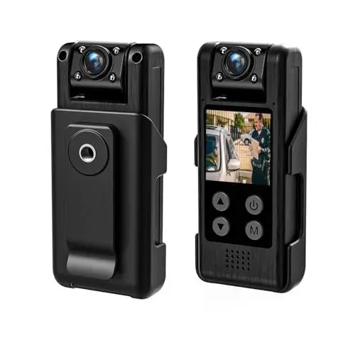 Produktbild: MENDUNER Körperkamera mit Audio und Videoaufzeichnung, 4K Ultra HD, 140 Grad Weitwinkel, 180 Grad Objektivdrehung, HDNachtsicht 5m, mit HandyAPP, LoopVideo