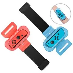 Produktbild: MENEEA Armbänder für Just Dance 2024 2023 2022 2021 Kompatibel mit Nintendo Switch/Switch OLED, Verstellbarer Elastischer Gurt für Controller, 2 Stück Armband für Erwachsene & Kinder (Rot und Blau)