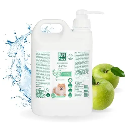 Produktbild: MENFORSAN Feuchtigkeitsshampoo für Hunde | Spendet Intensive Feuchtigkeit | Sorgt für Glanz | Revitalisiert und repariert | Beseitigt schlechte Gerüche | Apfel | 5L