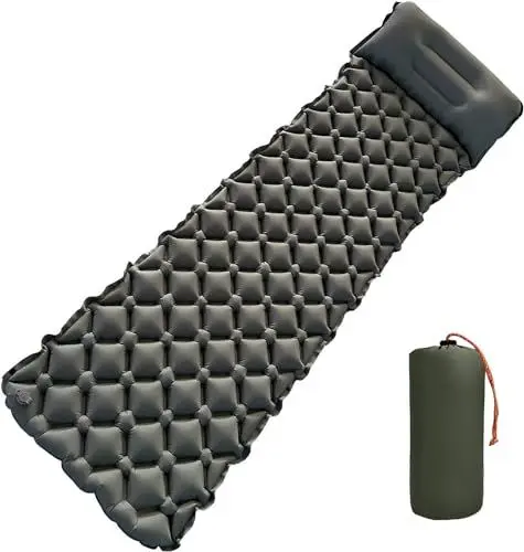 Produktbild: Mengine Aufblasbare Camping Isomatte,Schlafmatten für Camping mit Kissen,Schlafmatte für Camping,Wandern und Outdoor Reiseabenteuer (Military Green)