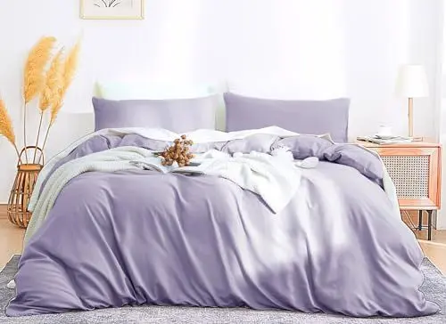 Produktbild: Menkala Bettwäsche 200x200 Lila Unifarben Angenehme Violett Bettbezug 3 Teilig Bügelfrei Gebürstete Renforcé Microfaser Einfarbig Wendebettwäsche mit Reißverschluss und 2 Kissenbezug 80x80