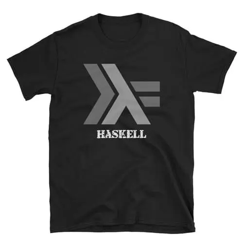 Produktbild: Men's Gildan Softstyle Haskell Language Logo with White Text T-Shirt Black Size L