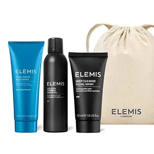 Produktbild: ELEMIS Pflege-Kollektion Kopf-bis-Fuß für Herren, Geschenk-Set enthält: tiefenreinigendes Gesichtwasser gegen Verschmutzungen, schäumendes Rasiergel und abkühlendes Duschgel