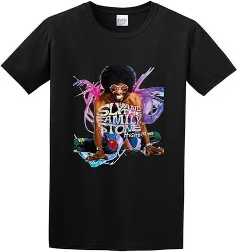 Produktbild: Men's SLY and The Family Stone Higher Regular Fit T ShirtT Shirt Casual Round Neck Easy Tee Comfortable Tees Black XL