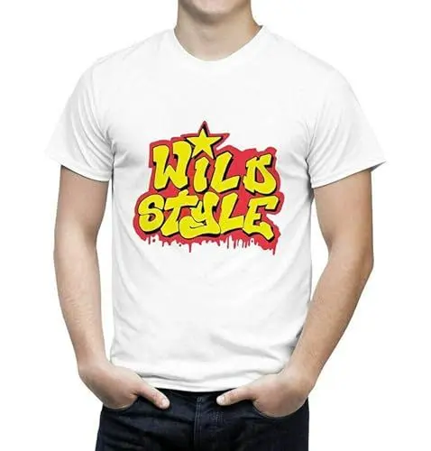 Produktbild: Men's Short Sleeve Wild Style Hip Hop T-Shirt - Old School - Breakdance Graffiti Shirt Top T Shirt White L