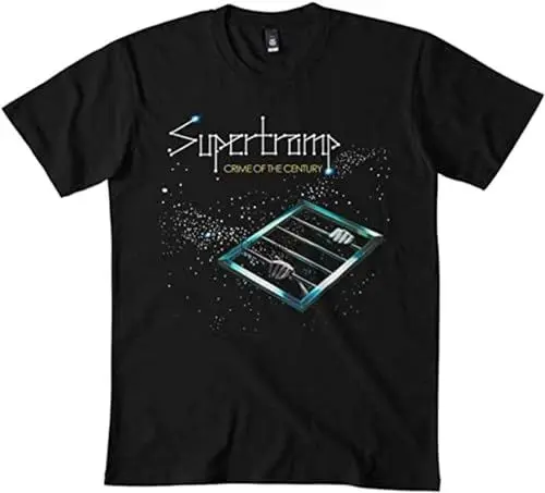 Produktbild: Men's Supertramp Crime of The Century Shirt Dmn T-Shirts Short Sleeve T-Shirt - Crewneck T Shirt Black XXL