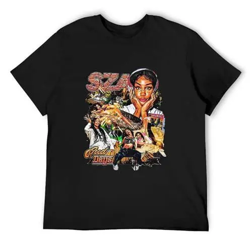 Produktbild: Men's Sza Printed Graphic Tee Sza Good Days T-Shirt Rap Hip-Hop T-Shirt Black XL