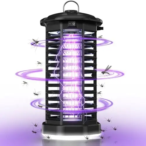 Produktbild: Meoligr Insektenvernichter Elektrisch 2 in 1 Insektenfalle Mückenfalle, 4200V UV Mückenlampe mit LED Licht,Geschmacklos und Leises Fliegenfalle Elektrisch Fliegenfänger für Innen und außen