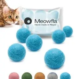 Produktbild: MEOWFIA Wollball Spielzeuge - Bälle 6er-Set, sicher für Katzen und kleine Hunde - 4cm und 6cm Filzwolle Spielzeug für Hund und Katze - 4cm