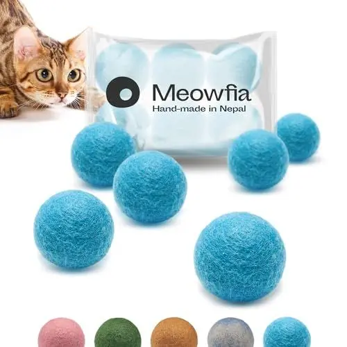 Produktbild: MEOWFIA Wollball Spielzeuge - Bälle 6er-Set, sicher für Katzen und kleine Hunde - 4cm und 6cm Filzwolle Spielzeug für Hund und Katze - 4cm