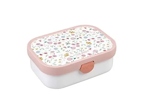 Produktbild: Mepal Brotdose Kinder Little Dutch – Bento Box Kinder - Brotdose Kinder mit Fächern & Gabel - Meal Prep Box mit Clip-Verschluss - BPA-frei & Spülmaschinenfest - 750 ml - Flowers and Butterflies