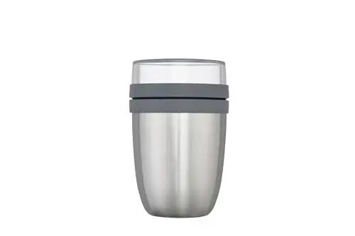 Produktbild: Mepal Lunchpot Ellipse – Natural Brushed – 500 ml praktischer Thermo-Essensbehälter, Joghurtbecher, to go Becher – Hält Speisen Lange warm oder kühl, polypropyleen, 500 + 200 ml