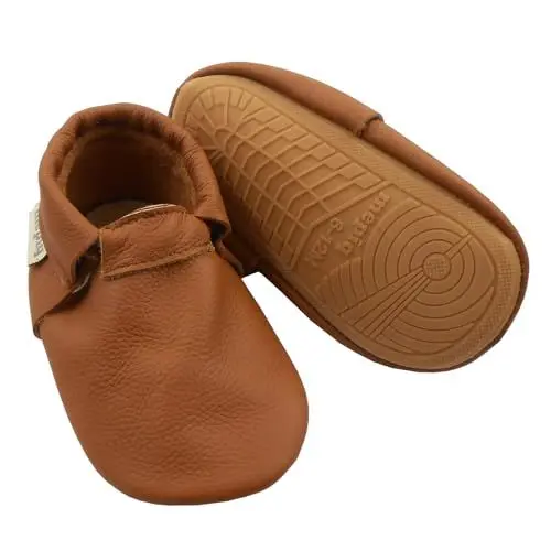 Produktbild: mepiq Baby Leder Krabbelschuhe Mit Gummisohle Lauflernschuhe Jungen Mädchen Draußen 18-24 Monate, Brown