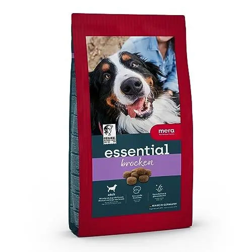 Produktbild: MERA essential Brocken, Hundefutter trocken für alle Hunderassen, Trockenfutter mit Geflügel Protein, gesundes Futter mit Omega-3 und Omega-6, große Kroketten, 12.5kg (1er Pack)
