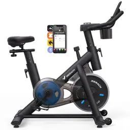 Produktbild: MERACH Heimtrainer Fahrrad, Leises Hometrainer Fahrrad mit Verbessertem LCD-Monitor, Spinning Bike Indoor mit Verstellbarem Widerstand für Kardio-Training zu Hause, Mit Eigener App, Bis 122 KG