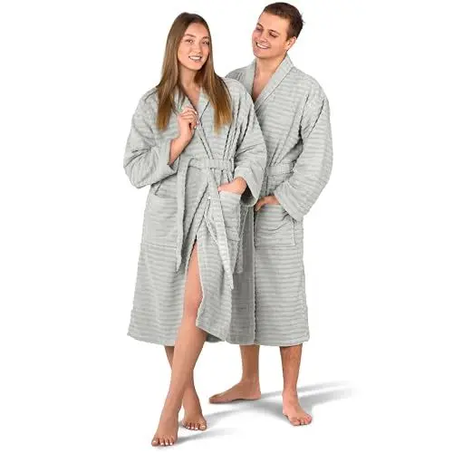 Produktbild: Merana OSLO Bademantel Unisex | kuschelweicher und saugstarker Bademantel für Herren und Damen mit Schalkragen | Frottier Luxus Qualität | 100% Baumwolle | Oeko-TEX | Premium Hotelqualität 400 GSM