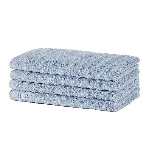 Produktbild: Merana Oslo Handtuch Set | schnelltrocknend, weich & fusselfrei | Frottier Luxus Qualität | 100% Baumwolle Frottee | Oeko-TEX | 590 GSM | Gästetuch & Gesichtstuch | Hellblau (4 x Gästetücher 30x50cm)