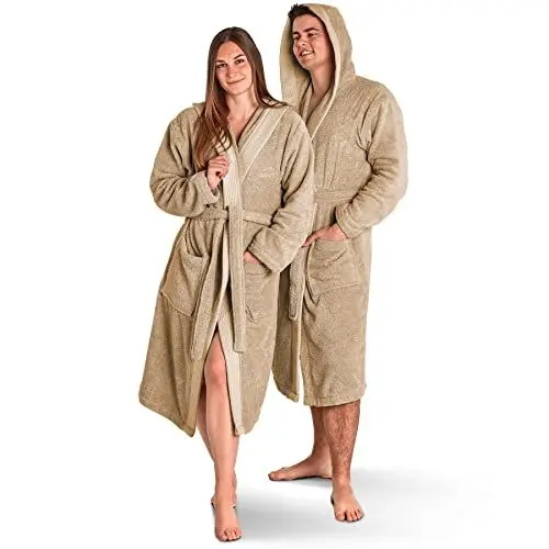 Produktbild: Merana Rome Bademantel Unisex | kuschelweicher und saugstarker Bademantel für Herren und Damen mit großer Kapuze | Frottier Luxus Qualität | 100% Baumwolle | Oeko-TEX | Premium Hotelqualität 450 GSM