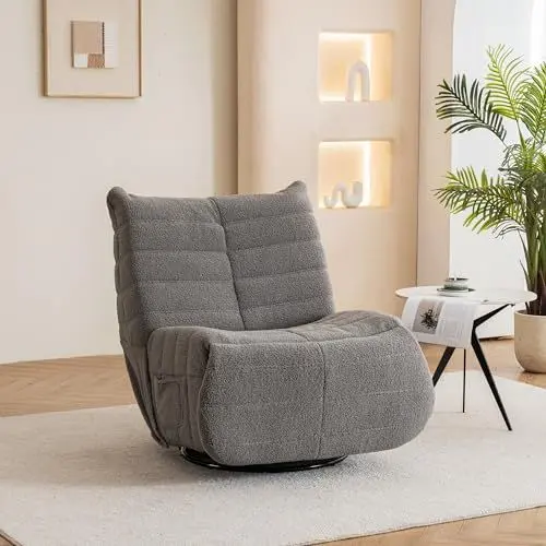 Produktbild: Merax Massagesessel Teddy Plüsch-Drehsessel mit Massage und Heizung elektrischer Massagesessel für das Wohnzimmer Grau