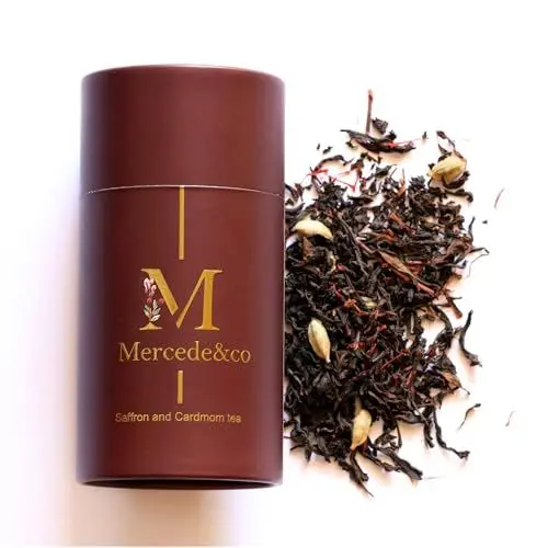 Produktbild: Mercede&co Premium Loser Schwarztee mit Safran und Kardamom – Dein exklusives Tee-Erlebnis für Genussmomente, Detox und edle Tee Geschenksets