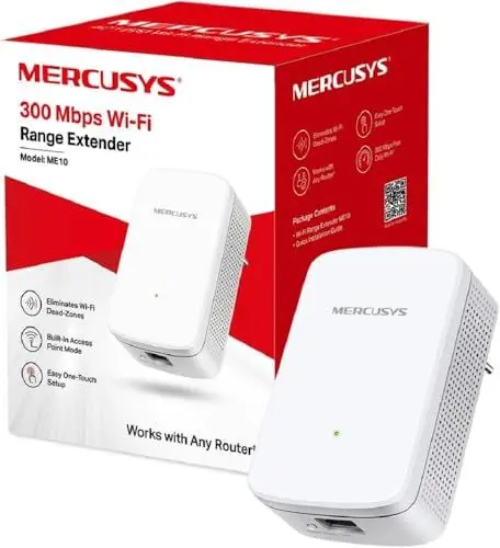 Produktbild: Mercusys ME10 WLAN Verstärker Repeater(Single-Band 300 Mbit/s, App Steuerung, Ethernet-Port, WPS, AP Modus, LED abschaltbar, kompatibel zu Allen WLAN Geräten)
