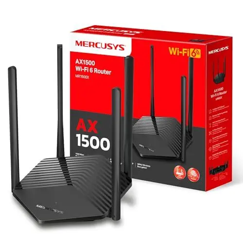 Produktbild: Mercusys MR1500X Wi-Fi 6 WLAN Router, Dualband AX1500, 3 Gigabit-Ports, WPA3, Kindersicherung, Gast-Netzwerk, MU-MIMO, Keine DSL-Funktion