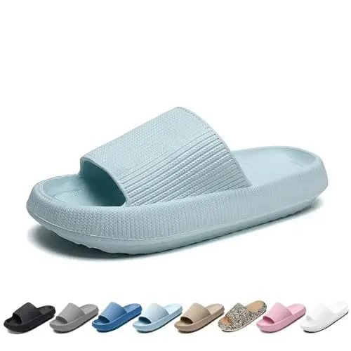 Produktbild: Merdoo Badeschlappen Herren Damen Rutschfest Badeschuhe Badelatschen Weich Wolkenschuhe Dicke Sohle EVA Slippers Wolke Hausschuhe Sommer Pantoletten Latschen Flip Flops Unisex Himmelblau 38-39EU
