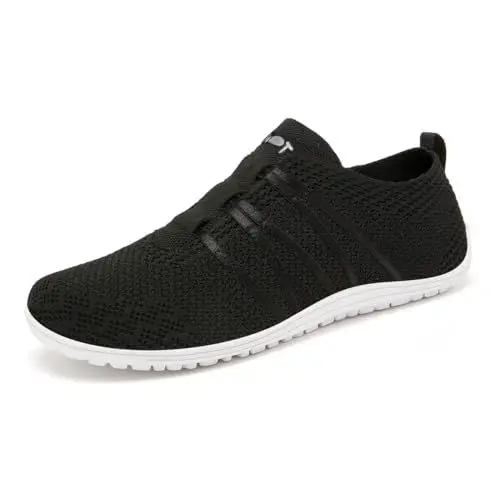 Produktbild: Merdoo Barfußschuhe Damen Herren Bequeme Barfuss Schuhe Damen Slip On Sneakers Weich Sportschuhe Leicht Turnschuhe rutschfest Laufschuhe Atmungsaktiv Barfussschuhe Walkingschuhe Unisex Schwarz 42EU