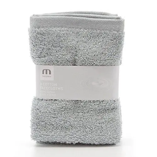 Produktbild: MERIDIANA Waschlappen aus 100% Baumwolle, maschinenwaschbar, Grau, 3 Stück 30 x 30 cm