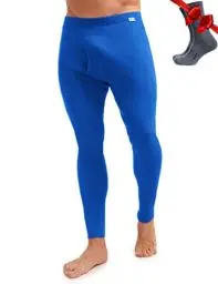Produktbild: Merino Unterwäsche Herren - Lange Unterhosen Herren Merino Thermounterwäsche + Wollsocken(Large, 250 Cobalt Blue)