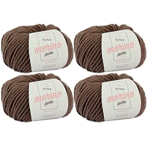 Produktbild: Merino Wolle zum Häkeln -4x Merino pure taupe (Fb 4368)- 4 Knäuel Merinowolle taupe + GRATIS Label - Merinowolle extrafein - 50g/65m - Nadelstärke 6-7mm - 100% Merino - Merinowolle chunky